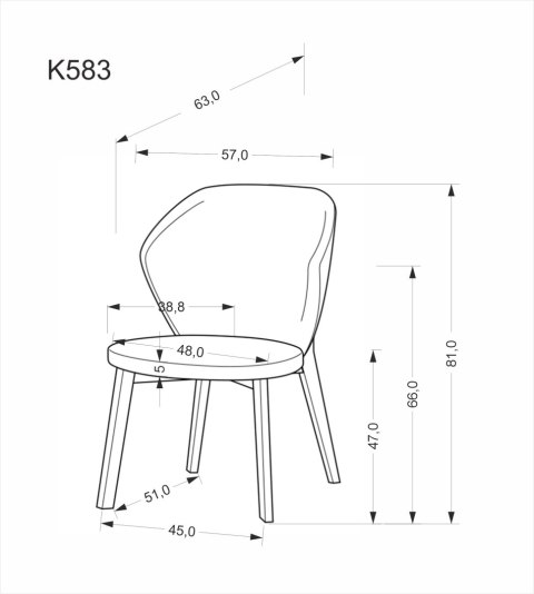 Krzesło K583 drewniane tapicerowane orzech beżowy