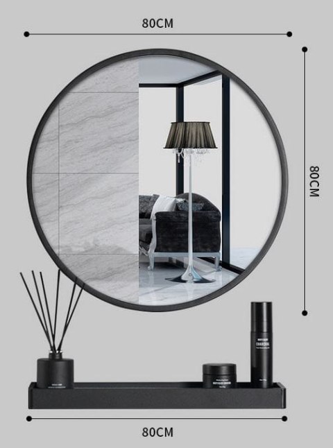 Lustro z półką 80cm czarne Lustro z półką 80cm czarne