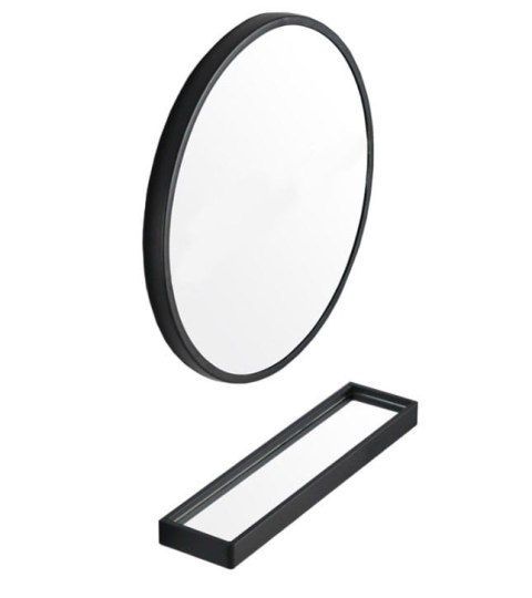 Lustro z półką 80cm czarne Lustro z półką 80cm czarne