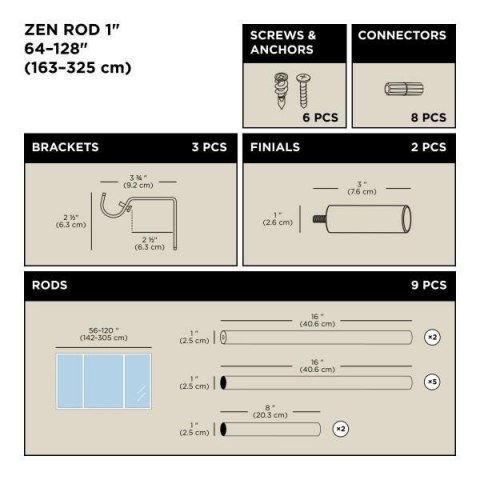UMBRA karnisz ZEN 142-305 cm srebrny UMBRA karnisz ZEN 142-305 cm srebrny