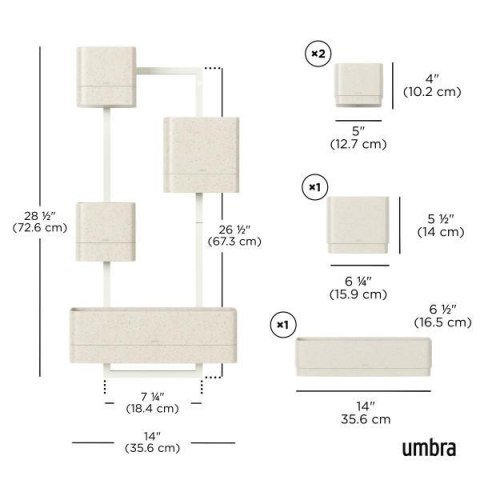 UMBRA zestaw doniczek CUBIKO biały UMBRA zestaw doniczek CUBIKO biały