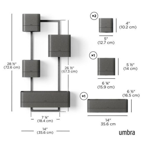 UMBRA zestaw doniczek CUBIKO czarny UMBRA zestaw doniczek CUBIKO czarny