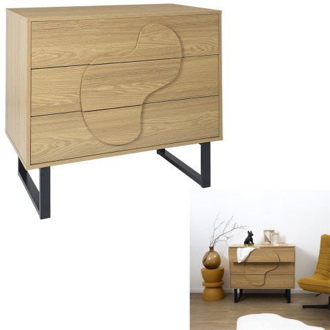 Komoda Calypso z 3 szufladami dąb/czarna Komoda Calypso z 3 szufladami dąb/czarna