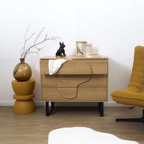 Komoda Calypso z 3 szufladami dąb/czarna Komoda Calypso z 3 szufladami dąb/czarna