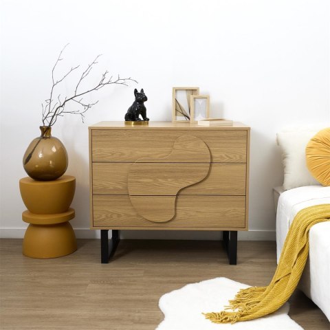 Komoda Calypso z 3 szufladami dąb/czarna Komoda Calypso z 3 szufladami dąb/czarna