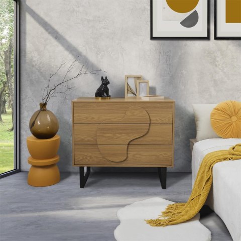 Komoda Calypso z 3 szufladami dąb/czarna Komoda Calypso z 3 szufladami dąb/czarna