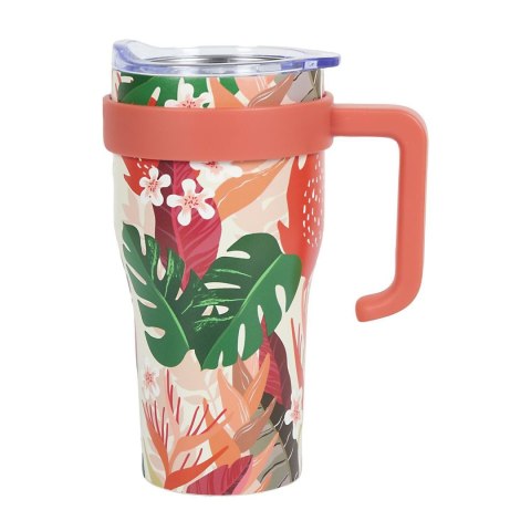Kubek termiczny Mini Miami Floral czerwony uchwyt