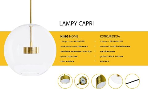 MOOSEE Lampa wisząca CAPRI DISC 5 złota - 300 LED, aluminium, szkło MOOSEE Lampa wisząca CAPRI DISC 5 złota - 300 LED, aluminium, szkło