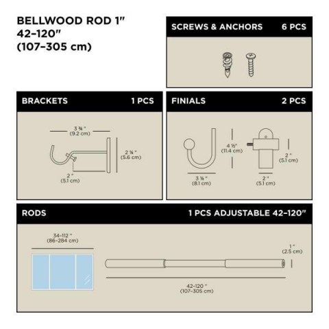 UMBRA karnisz BELLWOOD 107 - 305 cm biały / brązowy