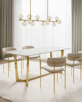 Jadalnia Glam ZESTAW stół 160 cm + 6 krzeseł